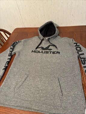 Hollister California Hoodie Men’s XL Gray Sweatshirt Logo Long Sleeve Pullover
